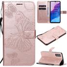 For Huawei Enjoy Z 3D Butterflies Embossing Pattern Horizontal Flip Leather Case with Holder & Card Slot & Wallet & Lanyard(Rose Gold) - 1