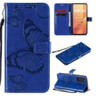 For Huawei Honor X10 3D Butterflies Embossing Pattern Horizontal Flip Leather Case with Holder & Card Slot & Wallet & Lanyard(Blue) - 1