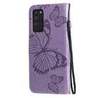 For Huawei Honor X10 3D Butterflies Embossing Pattern Horizontal Flip Leather Case with Holder & Card Slot & Wallet & Lanyard(Purple) - 3