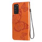 For Huawei Honor X10 3D Butterflies Embossing Pattern Horizontal Flip Leather Case with Holder & Card Slot & Wallet & Lanyard(Orange) - 3