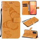 For Huawei Honor X10 3D Butterflies Embossing Pattern Horizontal Flip Leather Case with Holder & Card Slot & Wallet & Lanyard(Yellow) - 1
