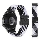 20mm Snap Button Nylon Braided Watch Band(Black White) - 2