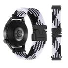 22mm Snap Button Nylon Braided Watch Band(Black White) - 2