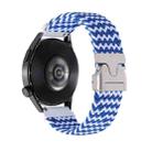 22mm Snap Button Nylon Braided Watch Band(Wave Pattern Blue White) - 1