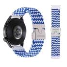 22mm Snap Button Nylon Braided Watch Band(Wave Pattern Blue White) - 2