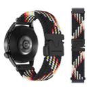 22mm Snap Button Nylon Braided Watch Band(Black Rainbow) - 2