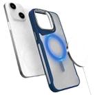 For iPhone 15 Plus / 14 Plus Metal Bracket MagSafe Magnetic Phone Case(Blue) - 1