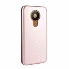 For Nokia 5.3 Carbon Fiber Texture Horizontal Flip TPU + PC + PU Leather Case with Card Slot(Pink) - 3