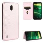 For Nokia C2 Carbon Fiber Texture Horizontal Flip TPU + PC + PU Leather Case with Card Slot(Pink) - 1