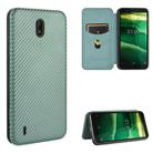 For Nokia C2 Carbon Fiber Texture Horizontal Flip TPU + PC + PU Leather Case with Card Slot(Green) - 1