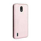 For Nokia 1.3 Carbon Fiber Texture Horizontal Flip TPU + PC + PU Leather Case with Card Slot(Pink) - 3