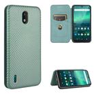 For Nokia 1.3 Carbon Fiber Texture Horizontal Flip TPU + PC + PU Leather Case with Card Slot(Green) - 1