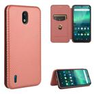 For Nokia 1.3 Carbon Fiber Texture Horizontal Flip TPU + PC + PU Leather Case with Card Slot(Brown) - 1
