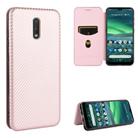 For Nokia 2.3 Carbon Fiber Texture Horizontal Flip TPU + PC + PU Leather Case with Card Slot(Pink) - 1
