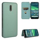 For Nokia 2.3 Carbon Fiber Texture Horizontal Flip TPU + PC + PU Leather Case with Card Slot(Green) - 1