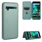 For TCL 10 Pro Carbon Fiber Texture Horizontal Flip TPU + PC + PU Leather Case with Card Slot(Green) - 1