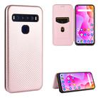 For TCL 10 Lite Carbon Fiber Texture Horizontal Flip TPU + PC + PU Leather Case with Card Slot(Pink) - 1