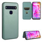 For TCL 10 Lite Carbon Fiber Texture Horizontal Flip TPU + PC + PU Leather Case with Card Slot(Green) - 1