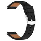 18mm Square Leather Silver Buckle Watch Band(Black) - 2