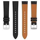 18mm Square Leather Silver Buckle Watch Band(Black) - 3