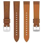 18mm Square Leather Silver Buckle Watch Band(Brown) - 3