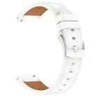 20mm Square Leather Silver Buckle Watch Band(White) - 2