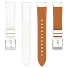 20mm Square Leather Silver Buckle Watch Band(White) - 3