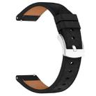 20mm Square Leather Silver Buckle Watch Band(Black) - 2