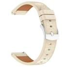 20mm Square Leather Silver Buckle Watch Band(Apricot) - 2