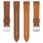 20mm Square Leather Silver Buckle Watch Band(Brown) - 3