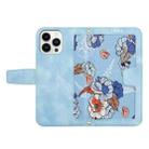 For iPhone 16 Pro Max Floral Pattern Leather Phone Case with Lanyard(Light Blue) - 3