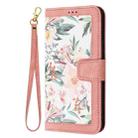 For iPhone 16 Pro Max Floral Pattern Leather Phone Case with Lanyard(Pink) - 2