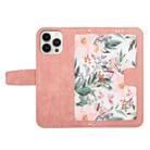 For iPhone 16 Pro Max Floral Pattern Leather Phone Case with Lanyard(Pink) - 3