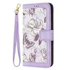 For iPhone 16 Pro Floral Pattern Leather Phone Case with Lanyard(Light Purple) - 2