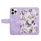 For iPhone 16 Pro Floral Pattern Leather Phone Case with Lanyard(Light Purple) - 3