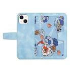 For iPhone 15 Plus Floral Pattern Leather Phone Case with Lanyard(Light Blue) - 3