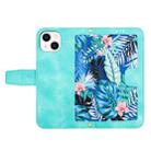 For iPhone 15 Floral Pattern Leather Phone Case with Lanyard(Green) - 3