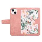 For iPhone 15 Floral Pattern Leather Phone Case with Lanyard(Pink) - 3