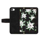 For iPhone SE 2022 / 2020 Floral Pattern Leather Phone Case with Lanyard(Black) - 3