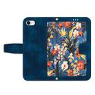 For iPhone SE 2022 / 2020 Floral Pattern Leather Phone Case with Lanyard(Dark Blue) - 3
