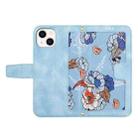 For iPhone 13 Pro Floral Pattern Leather Phone Case with Lanyard(Light Blue) - 3