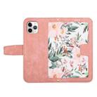 For iPhone 12 / 12 Pro Floral Pattern Leather Phone Case with Lanyard(Pink) - 3