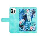 For iPhone 12 Pro Max Floral Pattern Leather Phone Case with Lanyard(Green) - 3