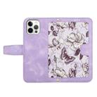 For iPhone 12 Pro Max Floral Pattern Leather Phone Case with Lanyard(Light Purple) - 3