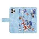 For iPhone 11 Pro Max Floral Pattern Leather Phone Case with Lanyard(Light Blue) - 3