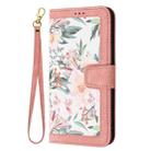 For iPhone 11 Pro Max Floral Pattern Leather Phone Case with Lanyard(Pink) - 2