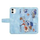 For iPhone 11 Floral Pattern Leather Phone Case with Lanyard(Light Blue) - 3