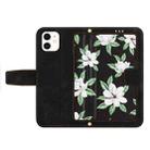 For iPhone 11 Floral Pattern Leather Phone Case with Lanyard(Black) - 3