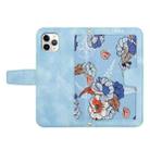 For iPhone 11 Pro Floral Pattern Leather Phone Case with Lanyard(Light Blue) - 3