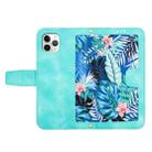 For iPhone 11 Pro Floral Pattern Leather Phone Case with Lanyard(Green) - 3